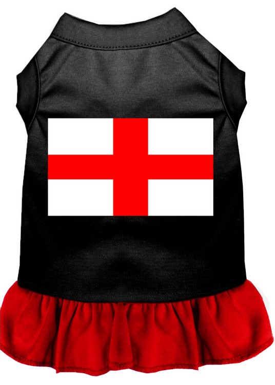 St Georges Cross Screen Print Dress Black with Red Med